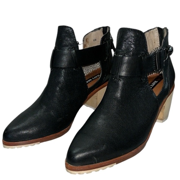Matt Bernson Cut Out Ankle Boot Leather Size 8m Black - Picture 1 of 10